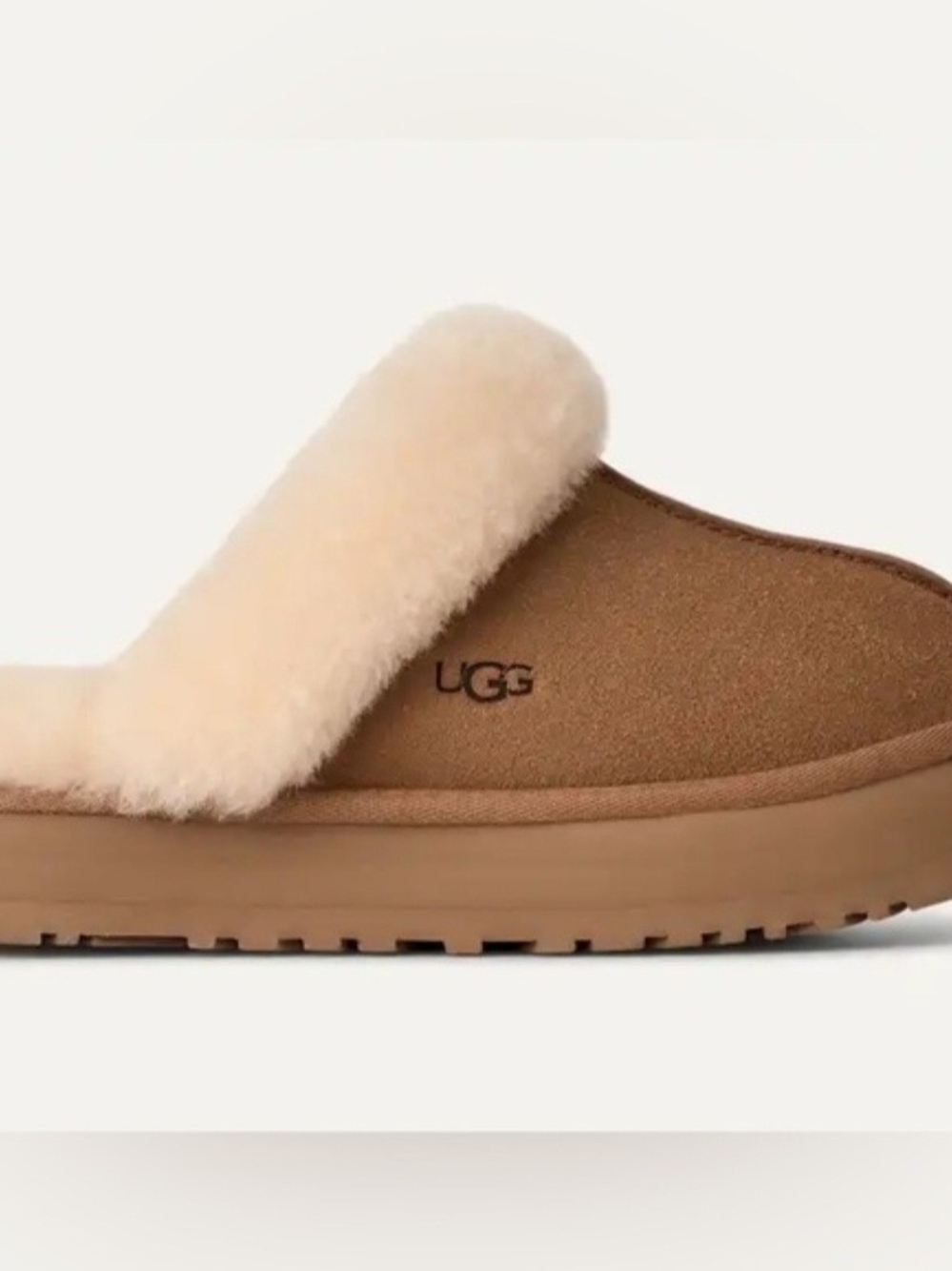 UGG Women's Chestnut Suede Shearling Cuff Slip-On Slipper